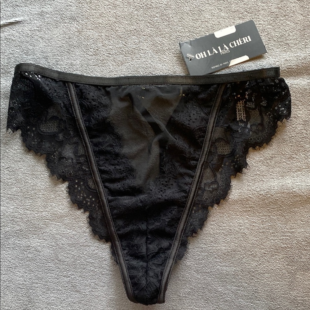 Oh Là Là Chéri ‘Chloe eyelash’ Black Lace Panties NWT